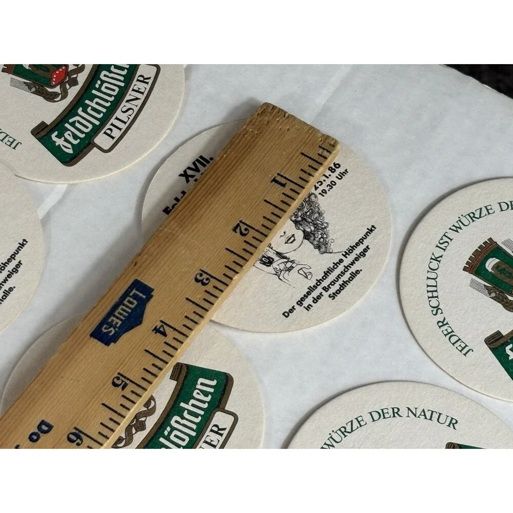 20 Vintage 1986 Feldschlosschen Pilsner German Beer Coasters Party ’86